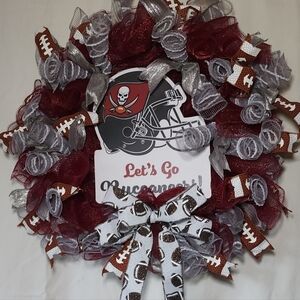 Tampa Bay Buccaneers Themed Wreath with Bow